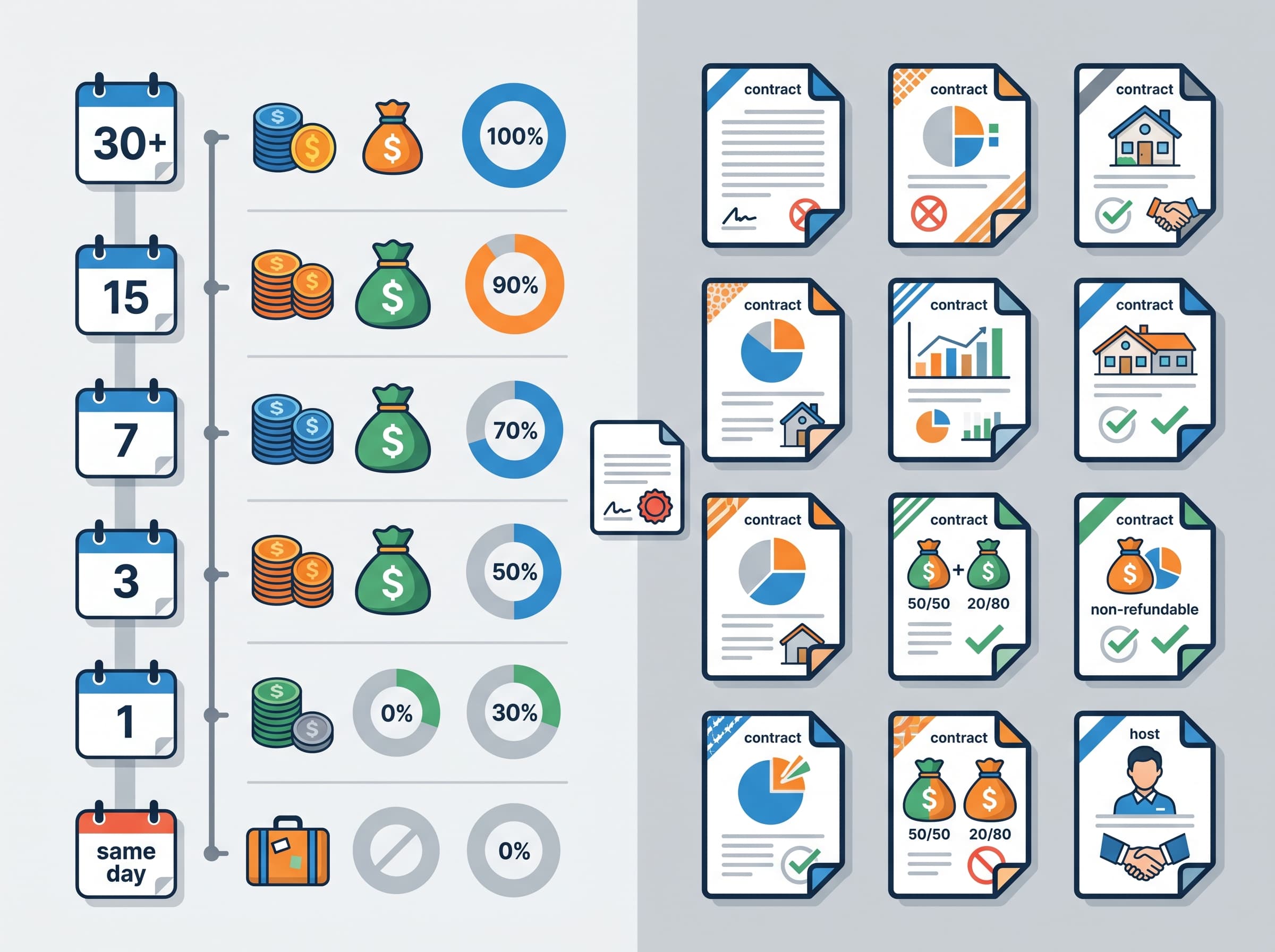 Visual representation contrasting standard consumer dispute timelines with strict host cancellation policies